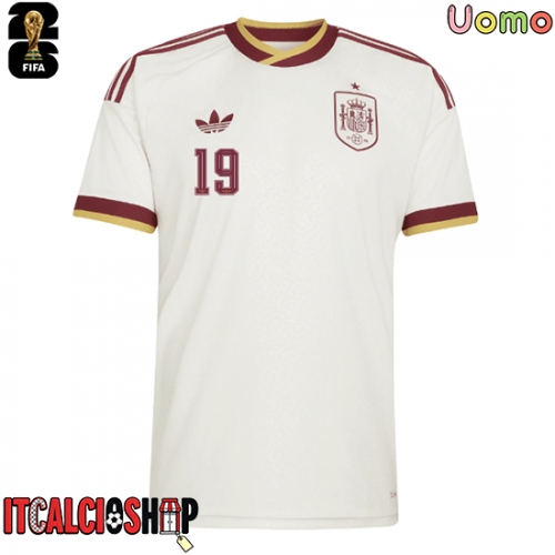 Spagna Lamine Yamal #19 Seconda Maglia Mondiali 2026 Manica Corta